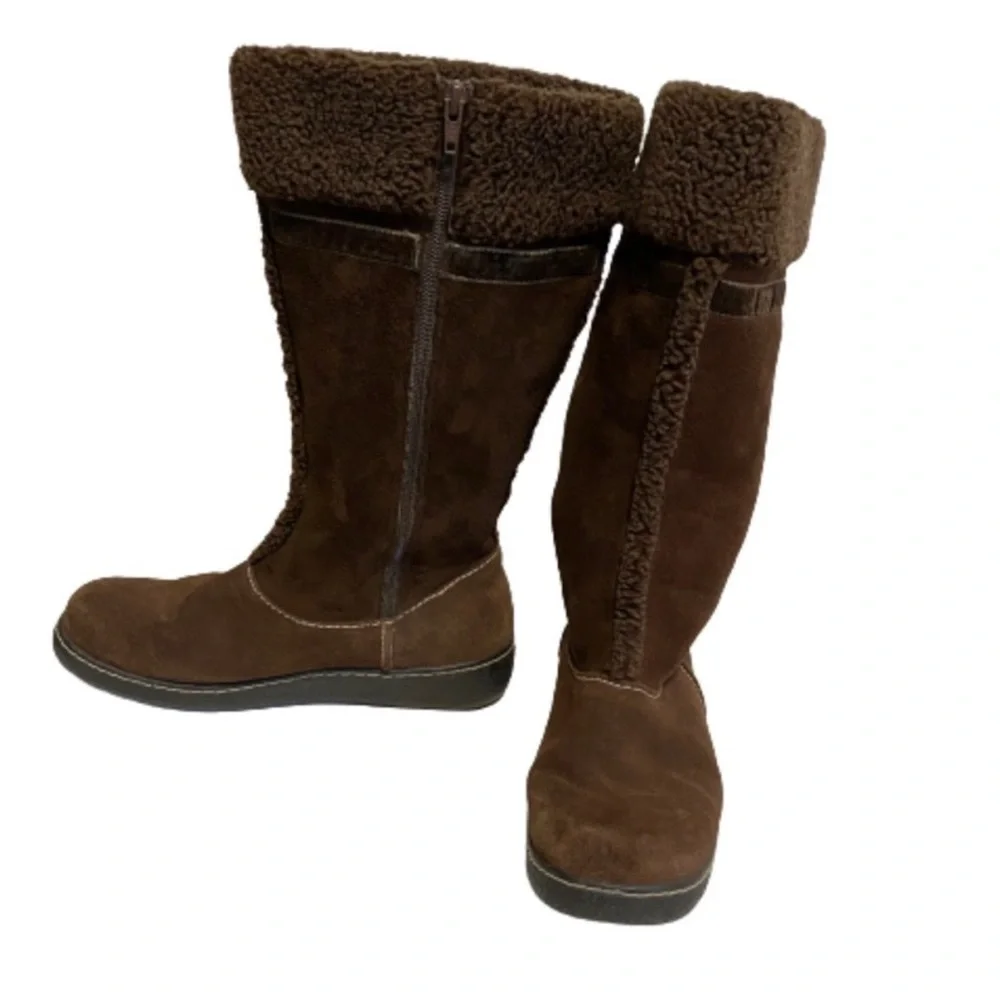 Lands End Women's Brown Suede Sherpa Lined Boots Sherpa Size 7D